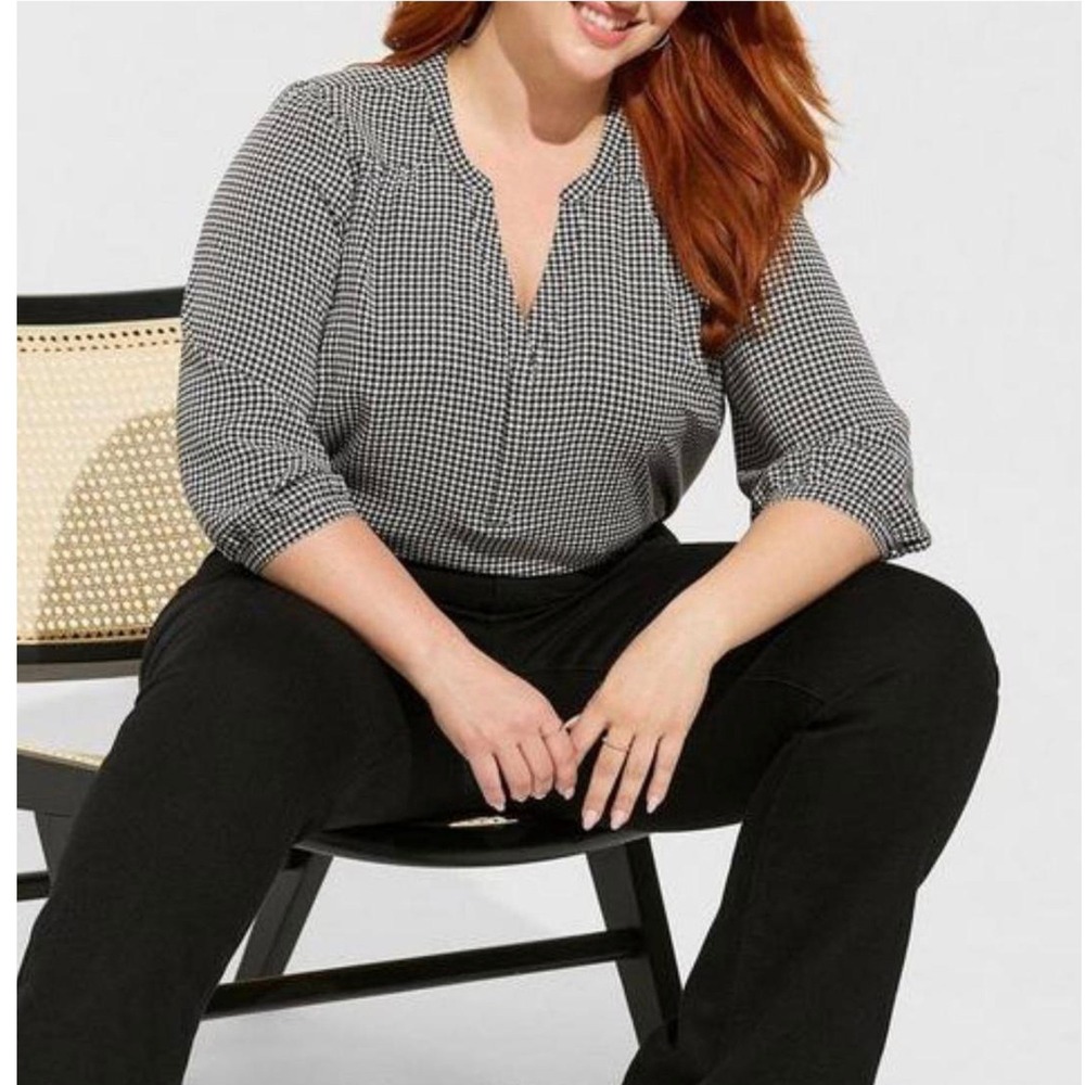 Torrid Harper Houndstooth Print Blouse Top Size 4X Harper Office Career Academia